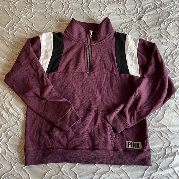 PINK Victoria's Secret 1/4 Zip Campus Pullover Sweatshirt - Picture 1 of 4